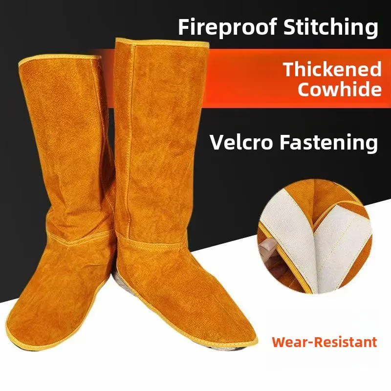 

Thickened Pure Cowhide Welding Leg Protector Cover Heat Resistant Anti-Scalding Foot Cover for Welding Grinding Cutting