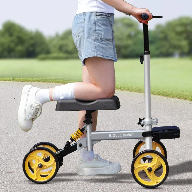 

Medical Knee Walker for Foot Injury, Foldable Leg Walker with Shock Absorption, Single Leg Mobility Scooter for Post-Surgery