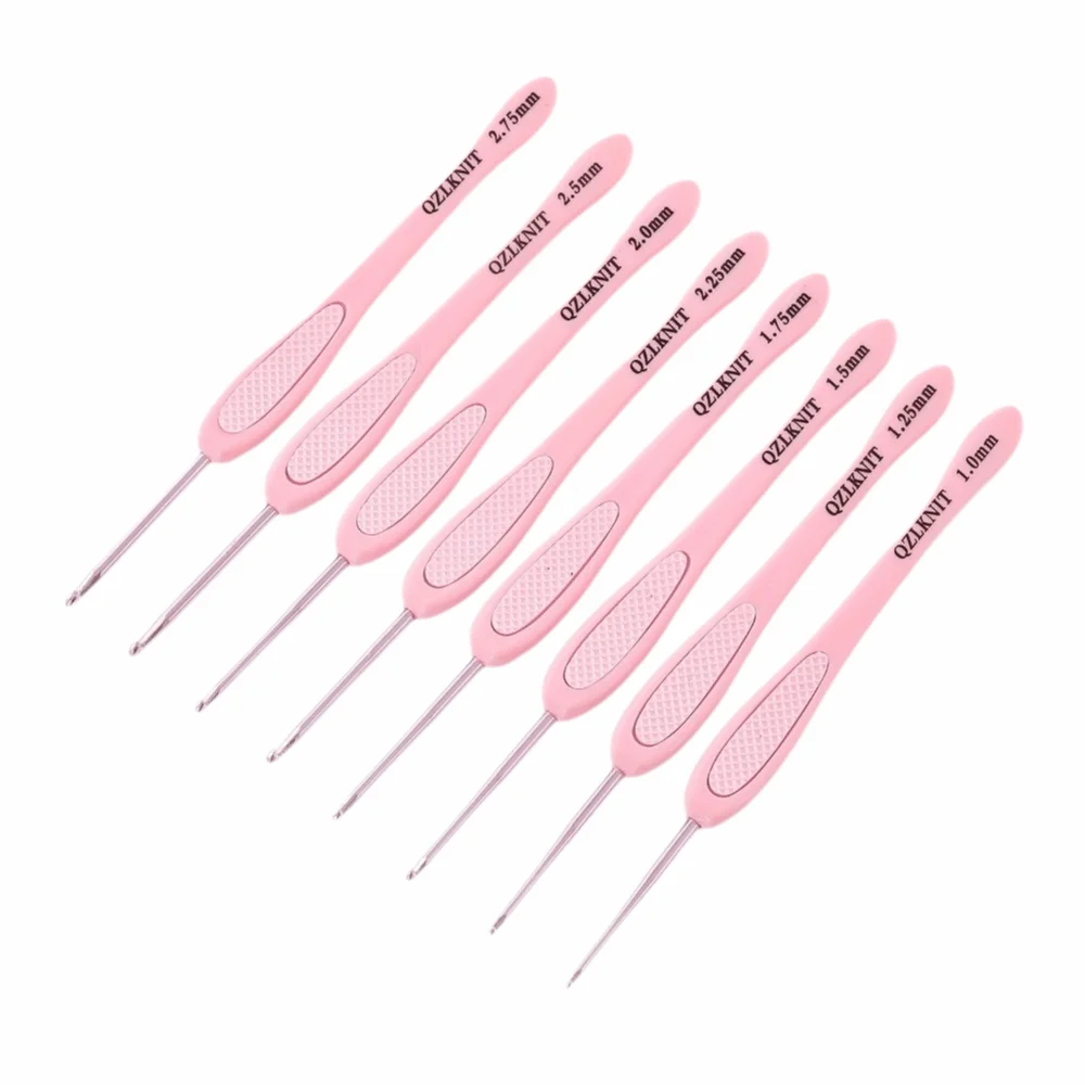 8pcs 8 Sizes Crochet Hook Set 2.5-6mm Plastic Handle Knitting Needles Smooth Aluminum Needles ABS Plastic Handle Crochet Hooks