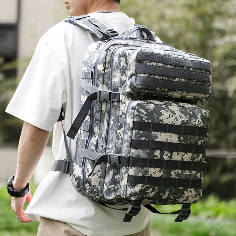 Men's Backpack 900D Polyester 45L 3P Soft Back Outdoor Waterproof Canvas Backpack Hiking Camping Hunting Bag