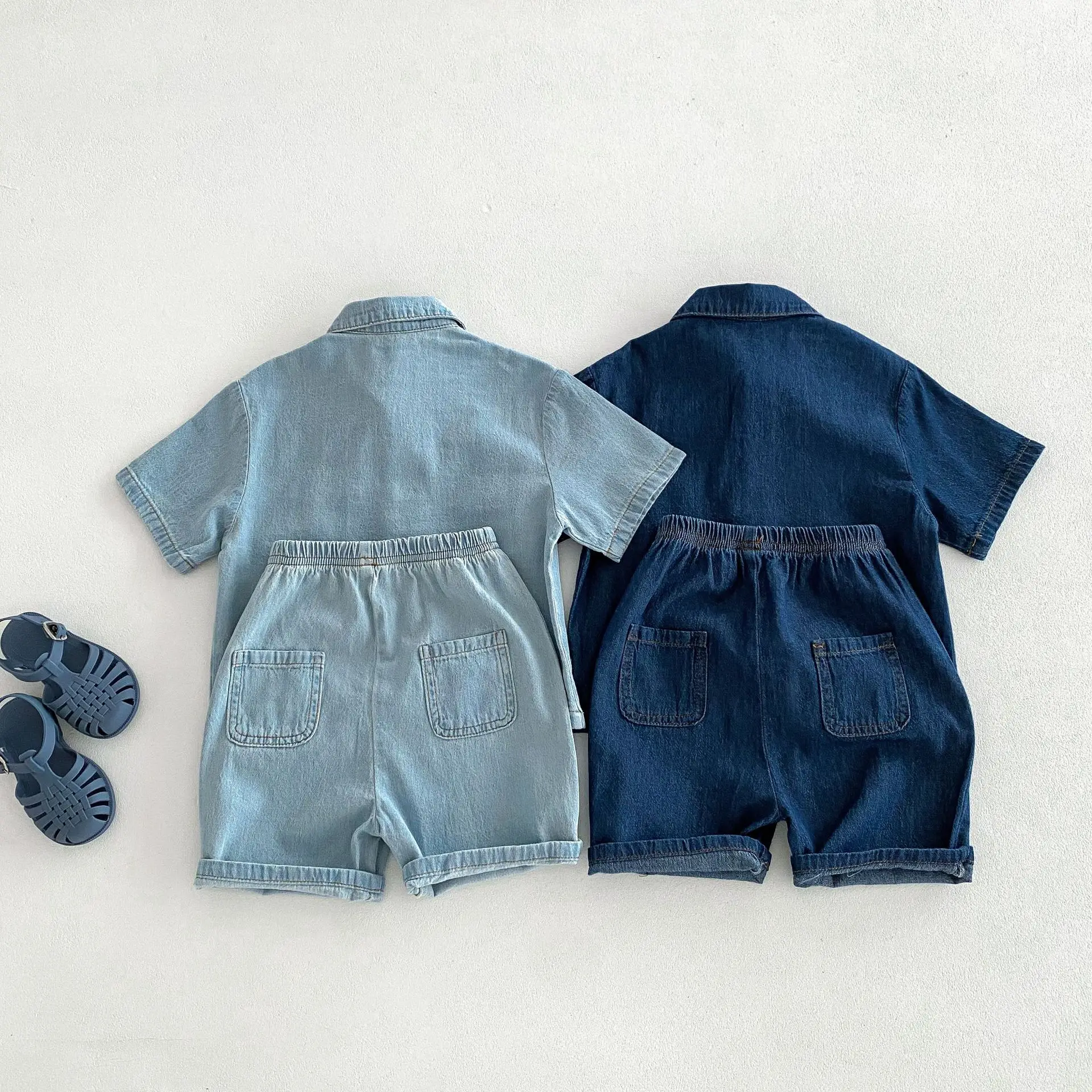 MILANCEL Kids Clothing Set Denim Girls Clothes Suit Denim Shirt And Shorts 2 PCs  Boys Denim Set Children Outfit