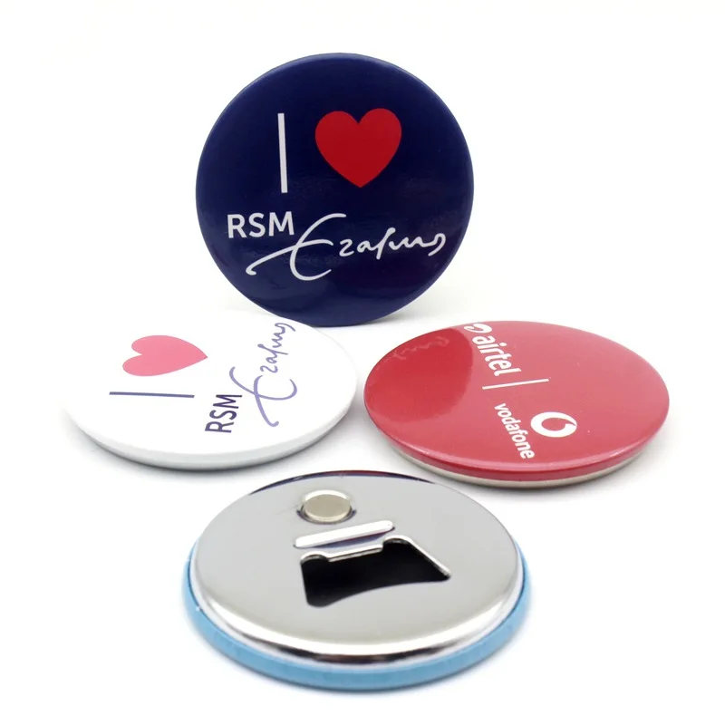 50pcs Customized Logo Fridge Magnet with Beer Bottle Opener Business Promotional Gifts Wholesale Custom Magnets, Diameter 5.8 cm