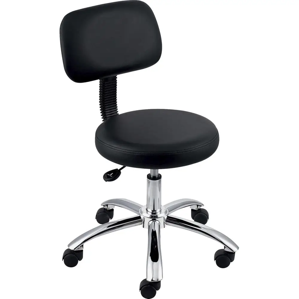 Adjustable Pneumatic Swivel Stool with Backrest, 24x24x36-Inch, Black