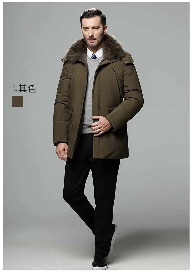 Canada Fashion Winter Jacket for Men Down Coat Parkas Men's White Goose Down Jacket Puffer Padding Detachable Fur Collar HYX0018