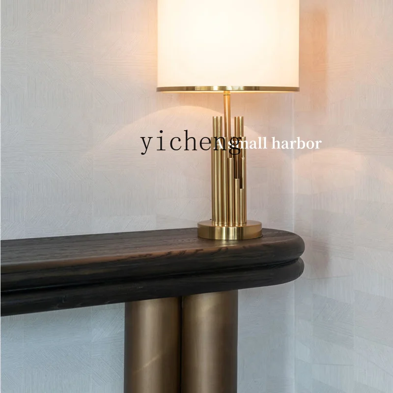 

ZZ solid wood retro entrance table light luxury decorative strip case entry door end view table villa creative entrance table