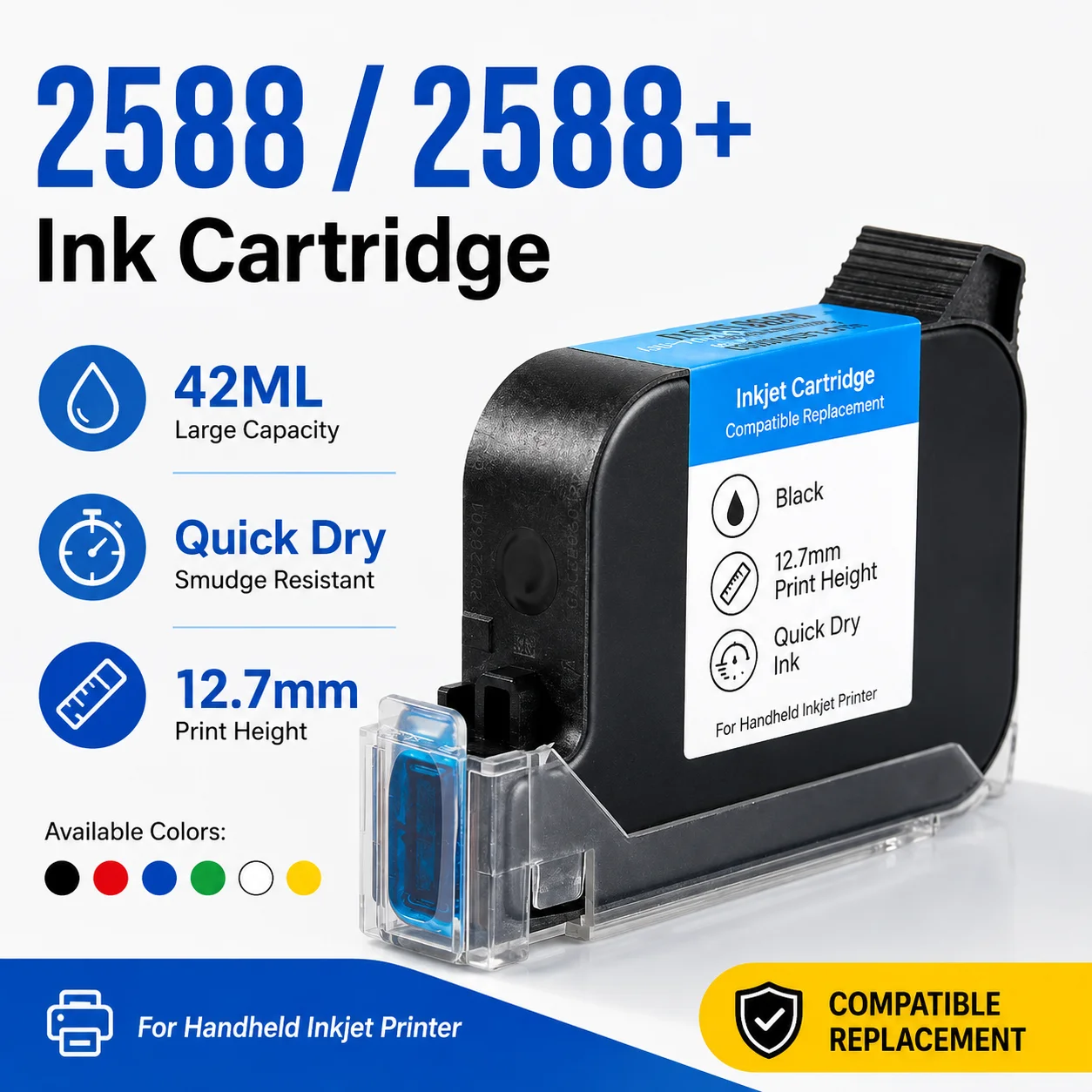 2588-2588-2588m-42ml-dry-ink-cartridge-127mm-print-height-for-handheld-inkjet-printer-compatible-replacement