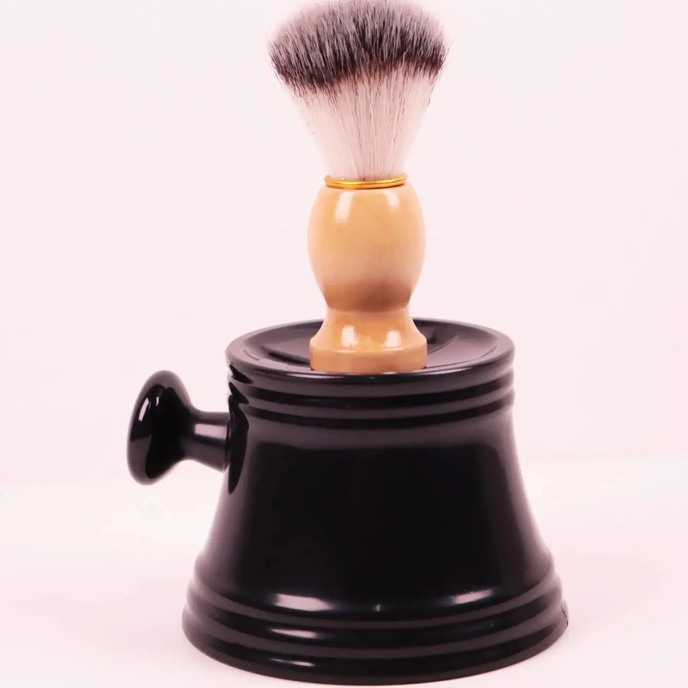 قطعتان من فرشاة الشعر الاحترافية المتينة مع مقبض وعاء الحلاقة الناعمة الخاصة بشعر مستعار حقيقي