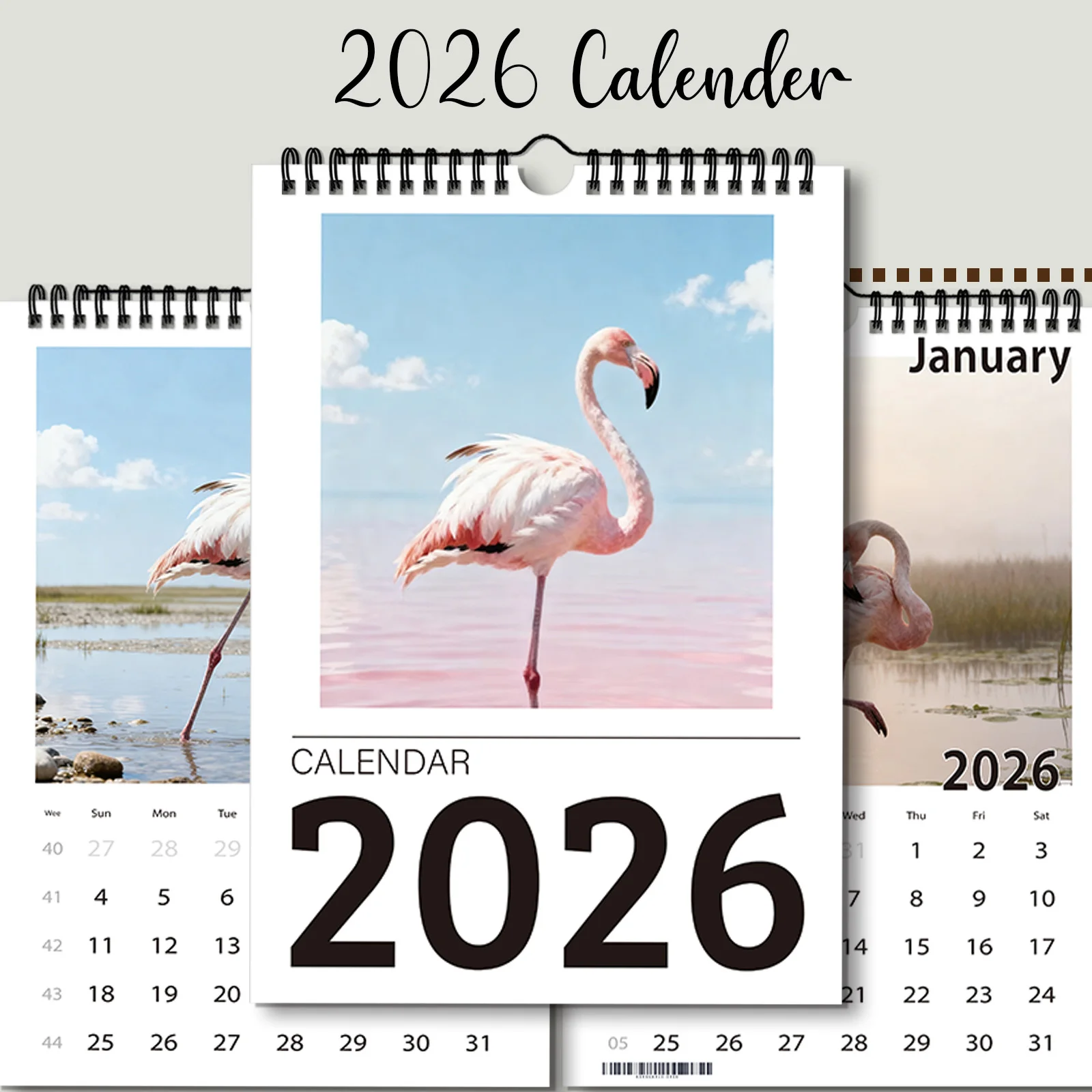 ปฏิทินนกฟลามิงโก้ที่สง่างาม 1 ชิ้น เหมาะสำหรับตกแต่งบ้าน เหมาะสำหรับคนรักธรรมชาติและนก ของขวัญปีใหม่ที่สมบูรณ์แบบสำหรับการจัดตารางเวลา