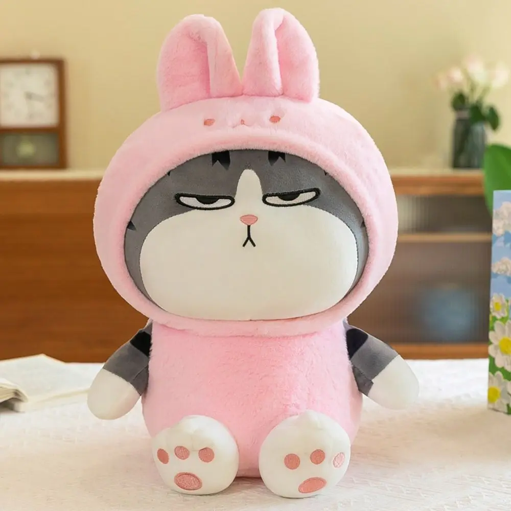 22/40cm Cartoon Tabby Cat Doll Plush Toy Small Hooded Dressed Panda Frog Bunny Plushie Peluche Cosplay Animal Kids Gift