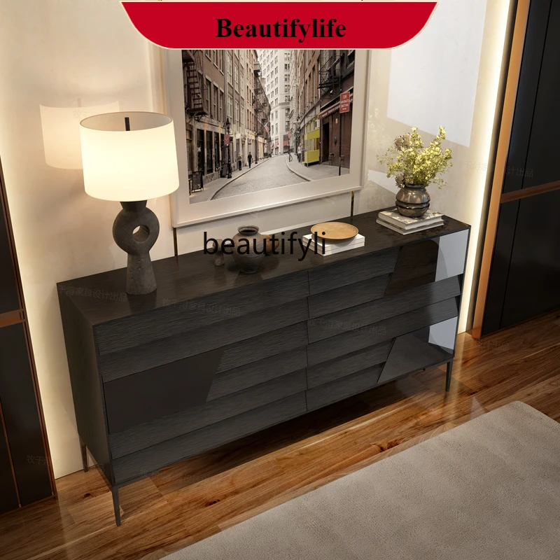 

G1218 Entryway Chest of Drawers Living Room High-End Italian Style Solid Wood Master Bedroom Vintage Multifunctional Bedside Cab