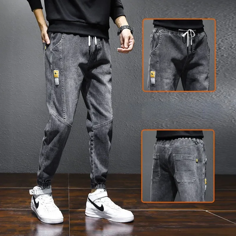 Neue Winter Warme Fleece Jeans Männer Harem Männer Jeans Stretch Baumwolle Dicke Samt Hosen Männer Blau Schwarz Casual Hosen Männlich