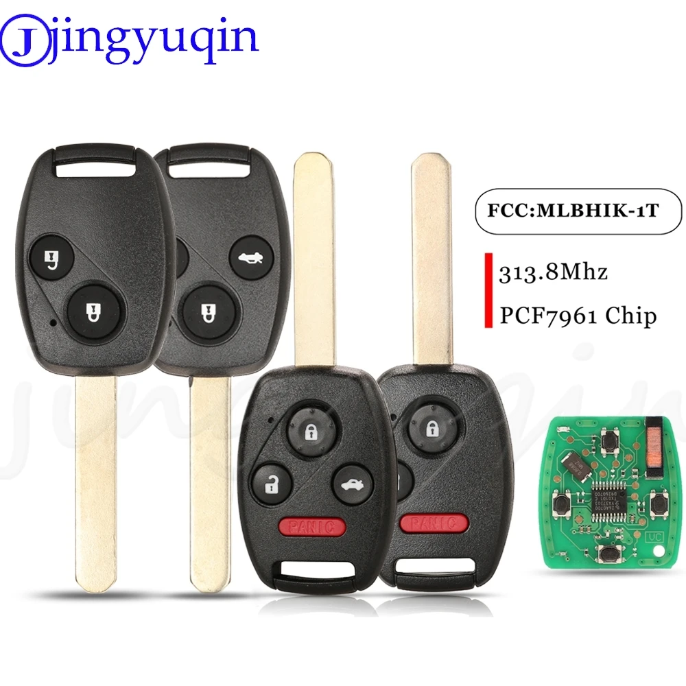 

Jingyuqin Remote Car Key For MLBHLIK-1T 313MHz/ 313.8MHz For Honda CRV Accord 2008-2012 With ID46 PCF7961 Chip IC:267T-5WK49308