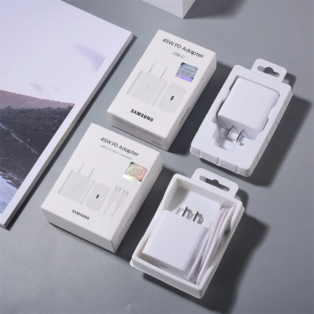 Зарядное устройство USB C для Samsung 45 Вт, сверхбыстрая зарядка, адаптер питания ЕС, США EP-TA845 для Galaxy S25 S24 S23 S20 Plus FE ZFold 6 5