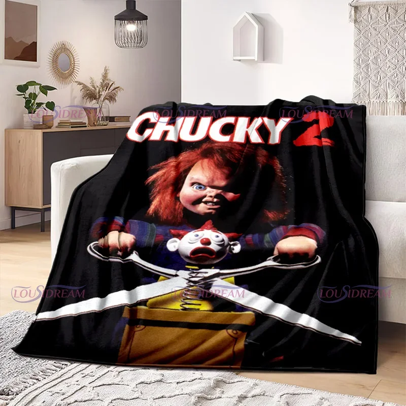 Watching Horror Stimulate Movie Blanket Child Play Character Chucky Blanket Home Couch Warm Bedspreads Soft Flannel Blanket