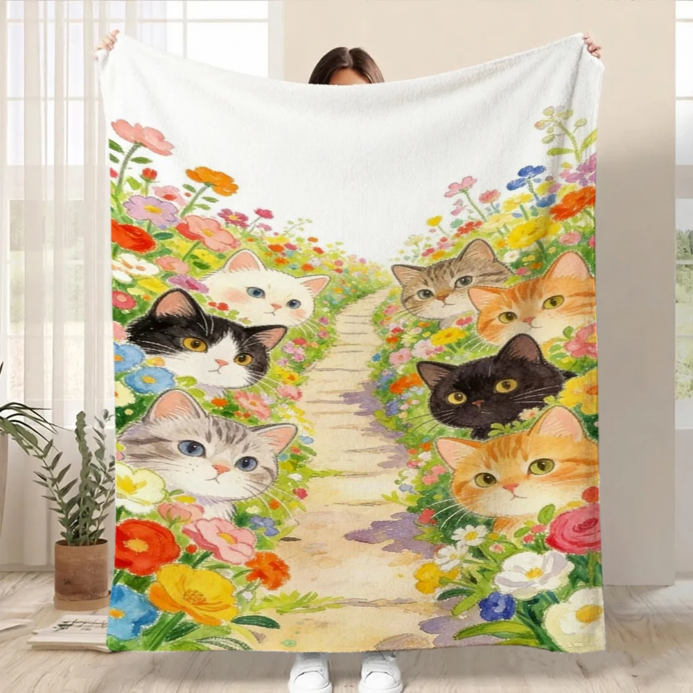 Watercolor Fruit Blueberry Cherry Lemon Blanket Checkered Floral Soft Lightweight Sofa Bed Throw Blanket
