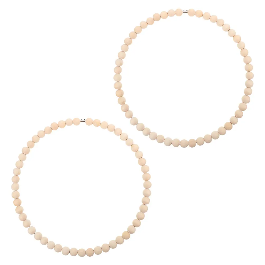 

2Pcs Wood Bead Wreath Decorative Dream Catcher 30Cm Stainless Steel Hoop DIY Craft Ring for Rustic Home Wall Hanging Seasonal