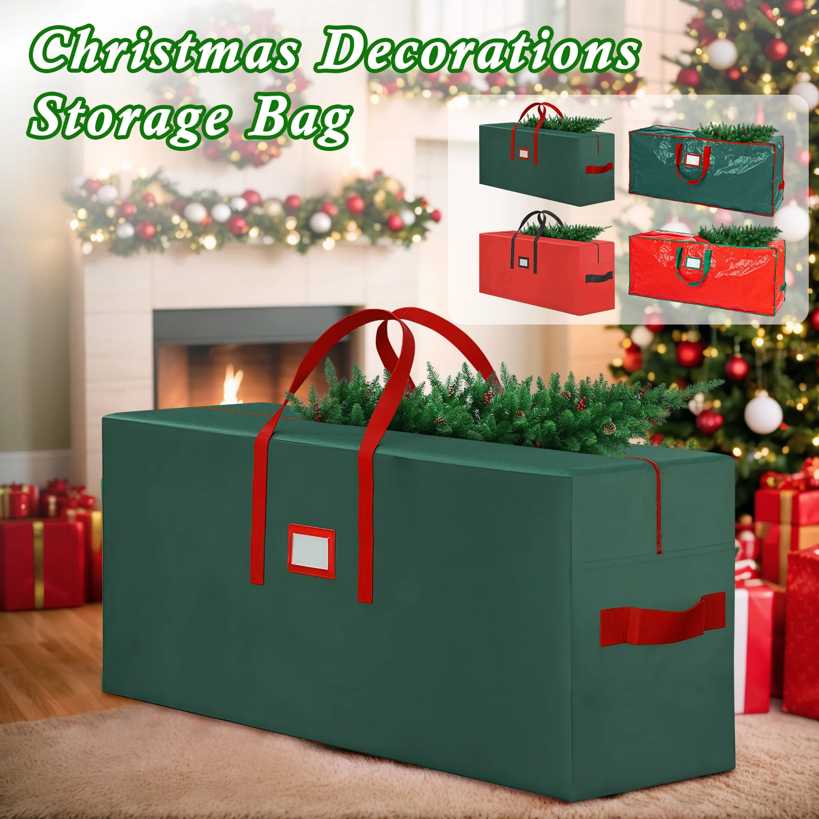 

Christmas Tree Storage Bag with Reinforced Handle Heavy Duty Tree Bag Foldable Waterproof Storage Bag Christmas Decor Storage