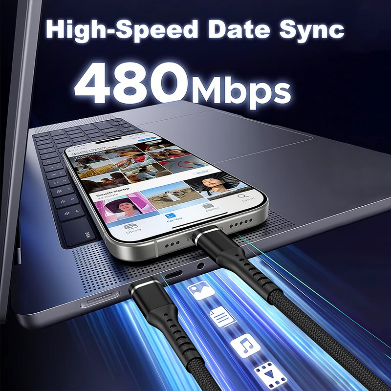 كابل USB C إلى Lightning PD 20W MFI معتمد للشحن السريع من النايلون المضفر لهاتف Iphone 14 13 12 11 Pro Max XR XS X 8 7 6