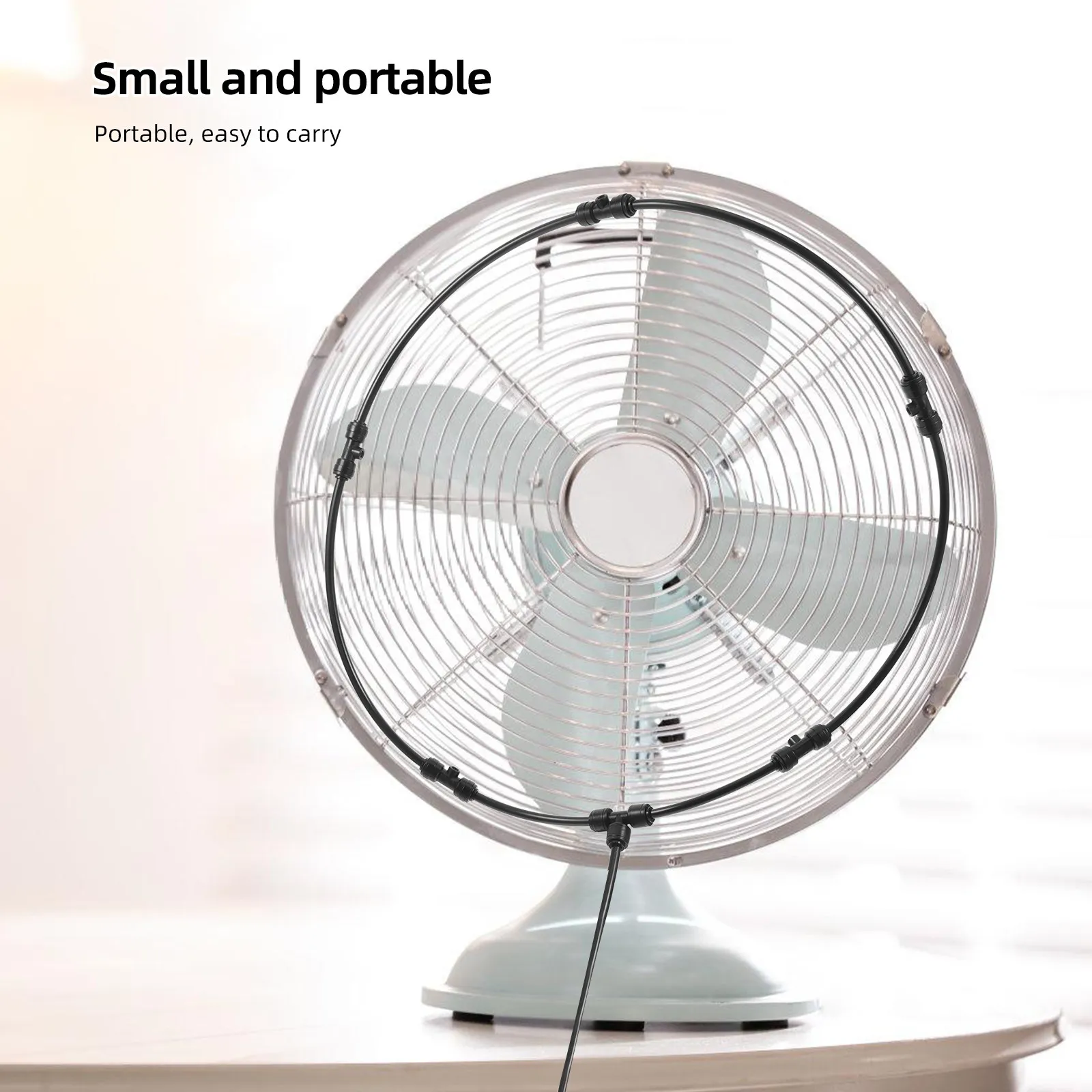 1Set Outdoor Misting Fan Kit with Garden Hose Adapter for Patio Deck Balcony Cooling Fine Mist Temperature Reduction Easy