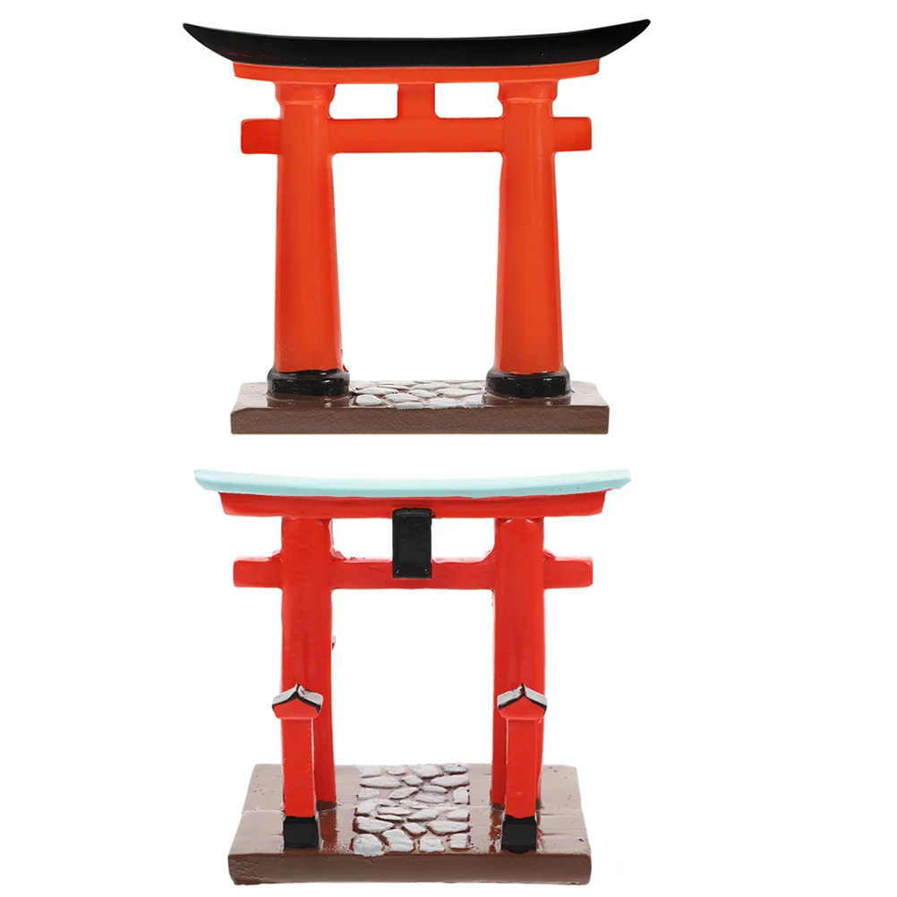 

2 Pcs Torii Gate Accessories Garland Japan Shrine Kit Door Decorations Decorative Mini House Toy