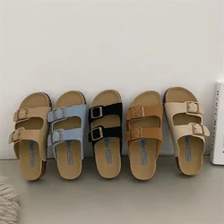 Flat Slides Open Toe Outside on Beach Women's Slippers and Ladies Sandals Shoes Leather Thick Designer Sale Y Promotion G I Vip