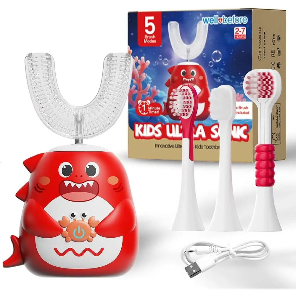 

Children's Electric Toothbrush with 5 Modes, Ultra-Soft Bristles, Waterproof Design for Ages 2-7