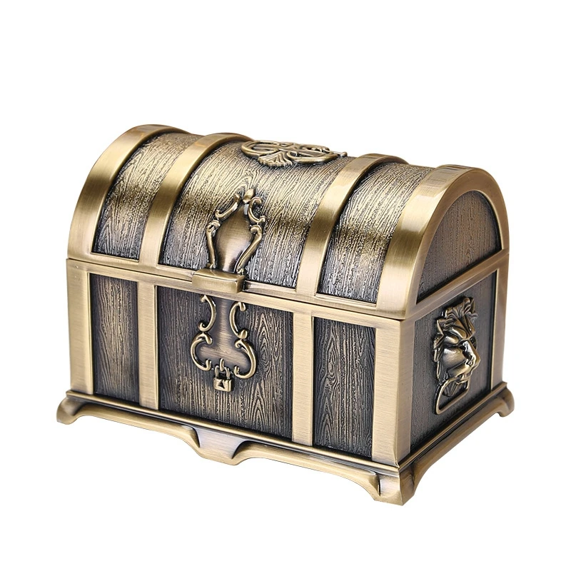 

1Pcs Small Metal Alloy European classical treasure chest jewelry box Jewelry ring storage boxes