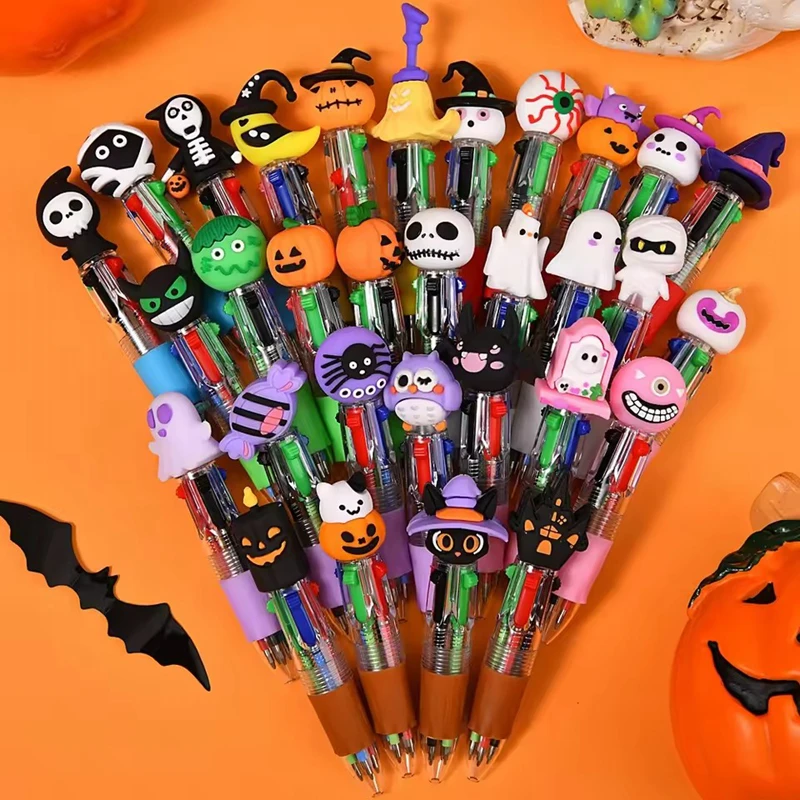 

5/10/20Pcs Cute Halloween Themed Four-color Ballpoint Pen for Kids Halloween Party Favors Gift School Prize Goodie Bag Stuffers