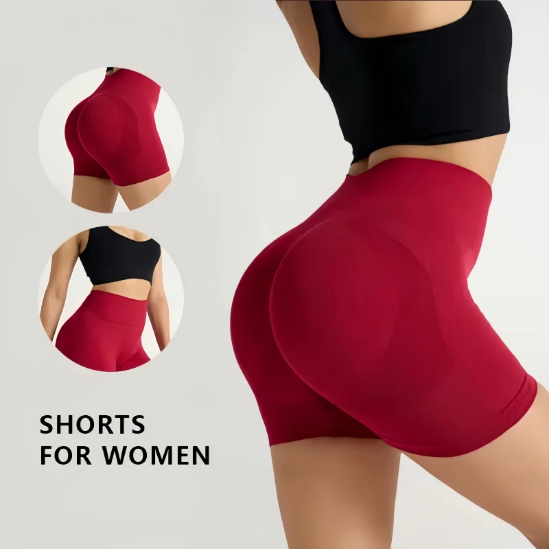 Damskie seksowne obcisłe bezszwowe szorty sportowe z wysokim stanem, modelujące pośladki, do fitnessu, na siłownię, do biegania, do jogi, spodnie sportowe.