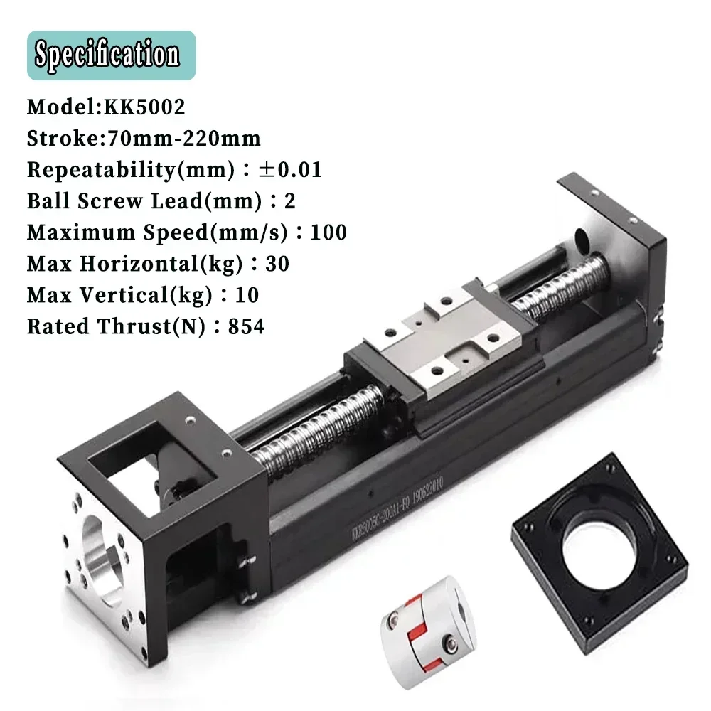 KK Single Axis Robot Linear Moving Module Ball Screw Sliding table KK50 2mm Lead Accuracy 70mm-220mm Stroke Linear Rail Stage