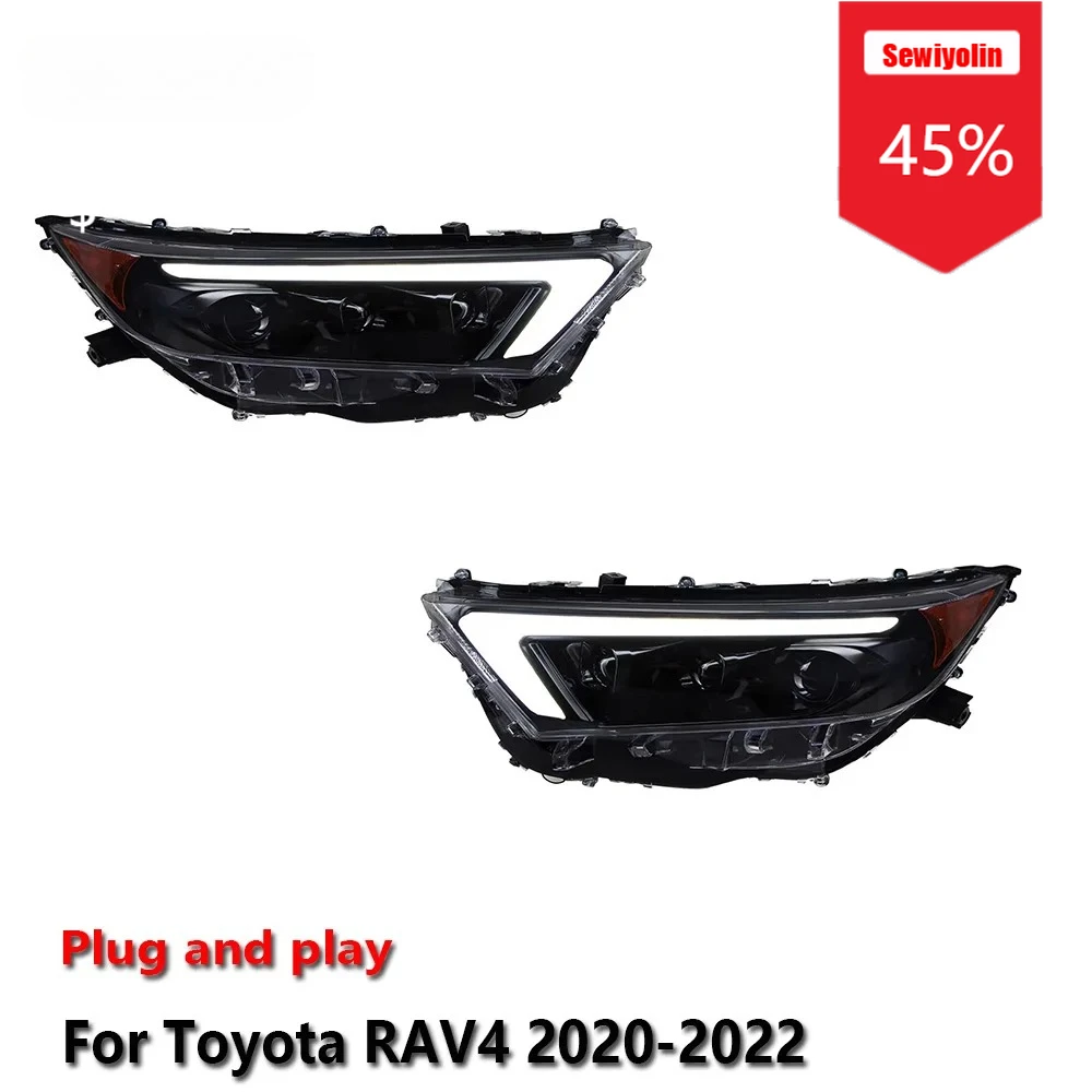 

Sewiyolin Car LED Headlight Assemblies For Toyota RAV4 2020-2022 Fog DRL Brake Turn Signal Lamp Plug and Play