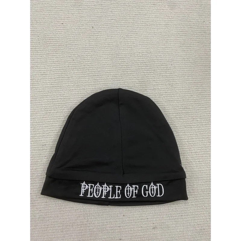 قبعة مطرزة باللون الأسود "People of God" للجنسين، قبعة جمجمة هيب هوب Y2K ملابس الشارع، قبعة شتوية دافئة كاجوال متماسكة، قبعة رأس عصرية Acc #3