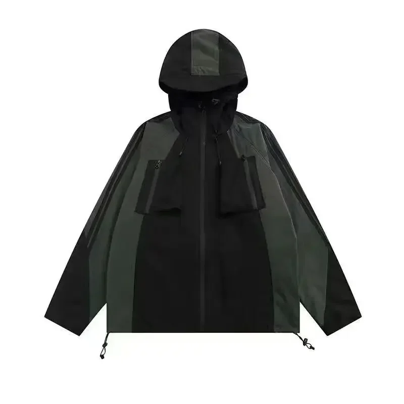 Deeptown vintage preto com capuz jaquetas femininas y2k harajuku blusão oversize estilo japonês techwear rua zíper jaqueta