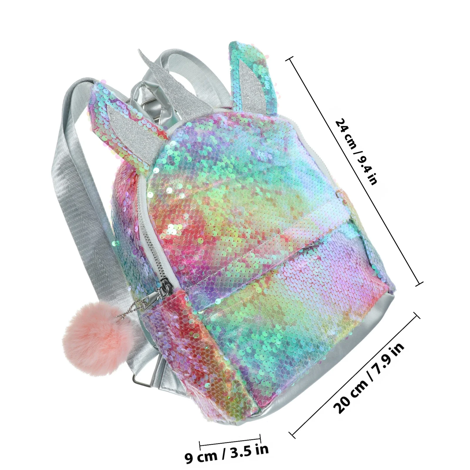 1 قطعة حقيبة مدرسية مطرزة على شكل وحيد القرن بألوان قوس قزح حقيبة ظهر محمولة خفيفة الوزن ومتينة ومتعددة الجيوب حامل كتب للكمبيوتر المحمول كرتوني للنساء #6