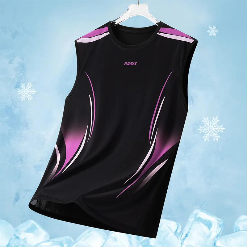 Men Gradient Print Sleeveless Basketball Jersey Quick Dry Breathable Gym Workout Tank Tops Sports Running Fitness Vest