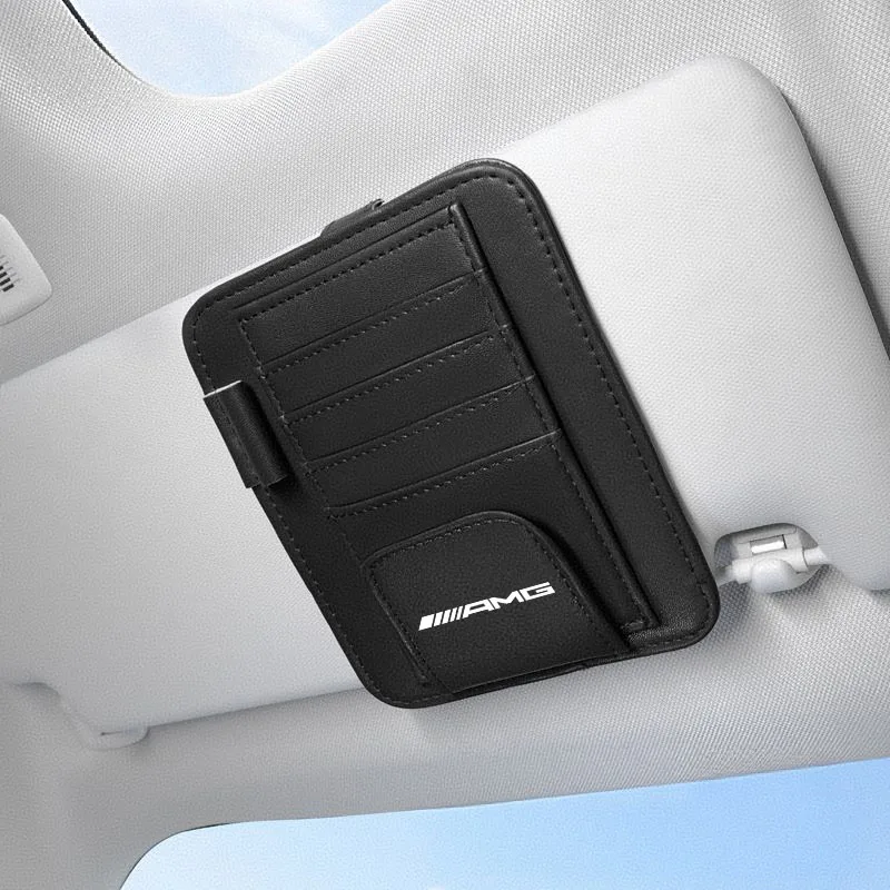 

Car PU Leather Sun Visor Sunglasses Ticket Card Storage Bag For Mercedes Benz AMG A B C M ML GLA GLE GLS E Class W176 W205 W166