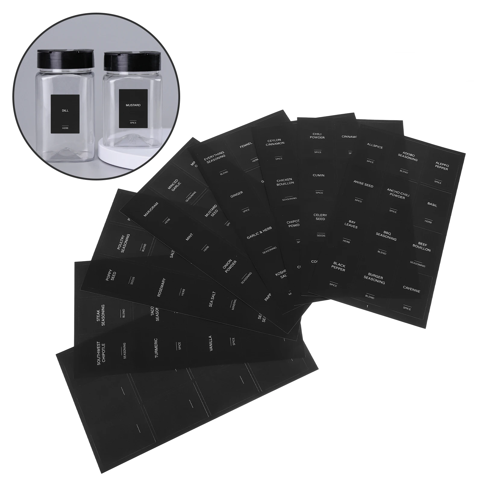 

32 pcs Waterproof Rectangle Spice Labels Stickers Self-Adhesive For Kitchen Containers Food Jar Pantry Organization