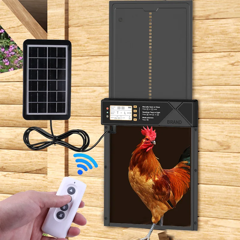 Porta automatica per polli Timer intelligente per pollaio Rilevamento della luce Telecomando Sollevamento antiscivolo Protezione nemica naturale Agricoltura di pollame