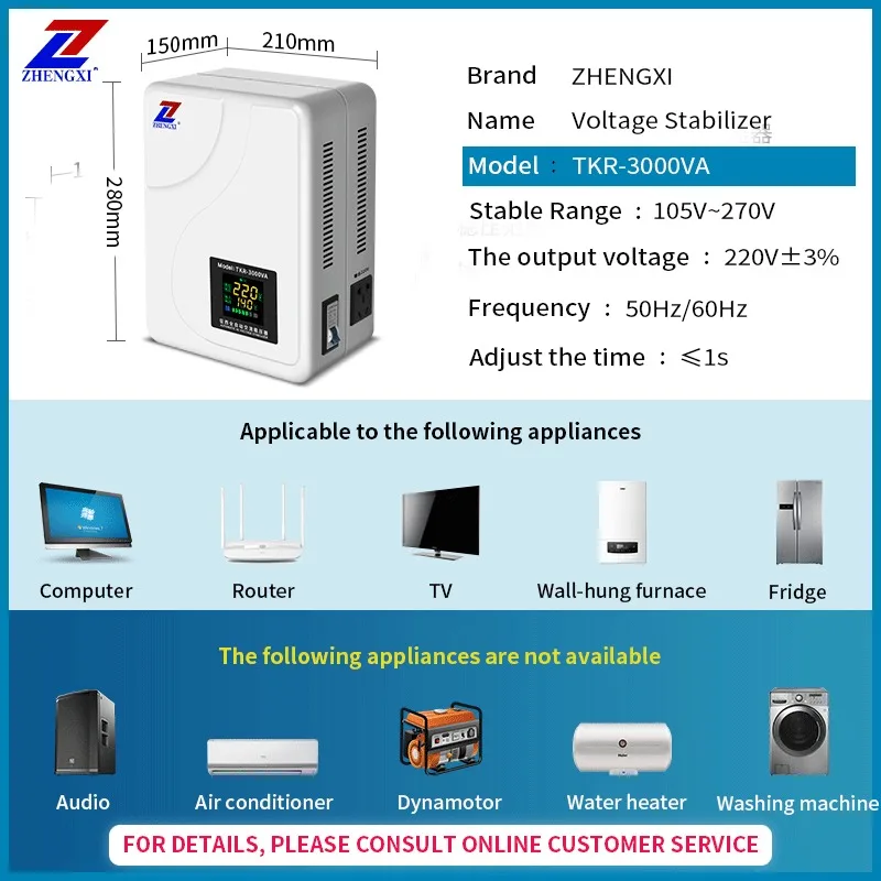 Jednofazowy z wyświetlaczem cyfrowym 1kva 2kva 3kva 5kva 8kva 10kva montaż ścienny Ac automatyczne regulatory napięcia/stabilizatory