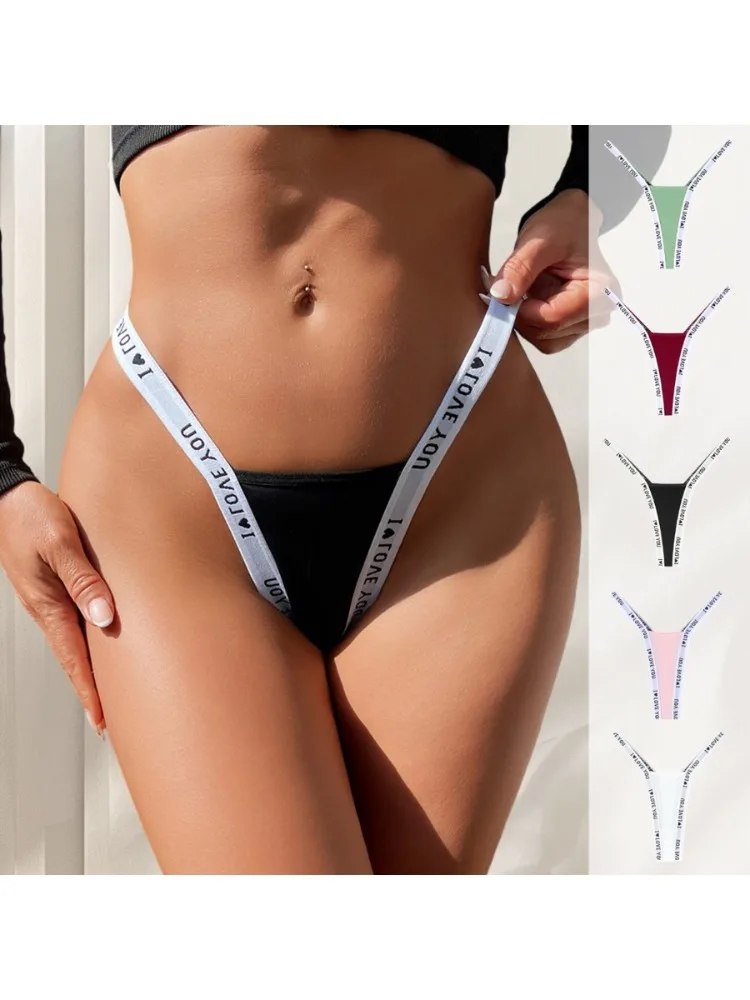 Femmes Sexy tongs taille basse culottes sous-vêtements lettre décor filles slips coton respirant dames Fitness culotte femme Lingerie