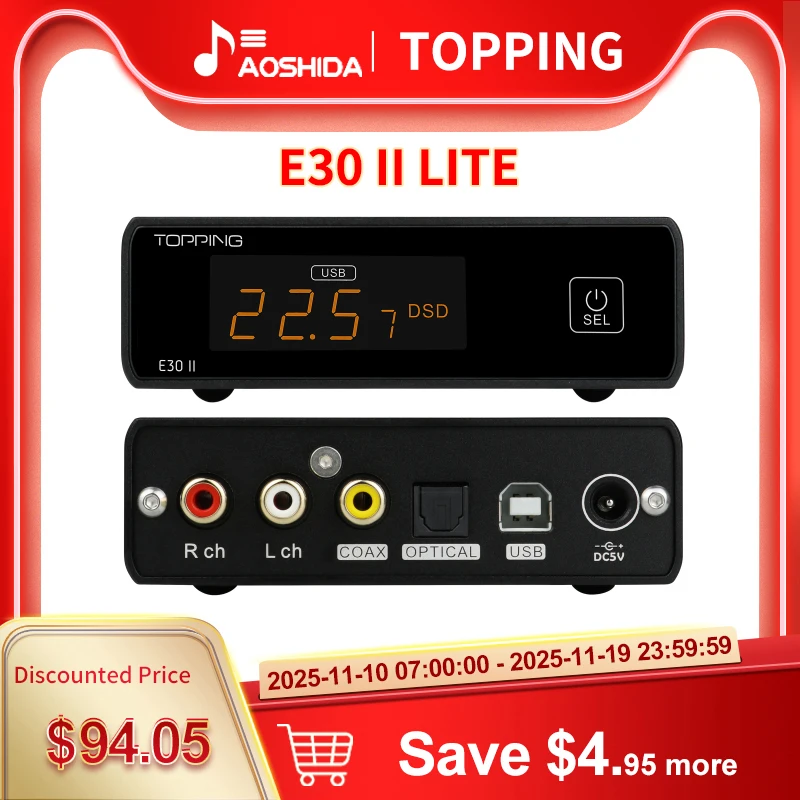 TOPPING E30 II lite декодер AK4493S ЦАП USB Hi-Res Audio DSD512 768k XMOS XU208 Сенсорное управление с дистанционным управлением предусилитель ЦАП