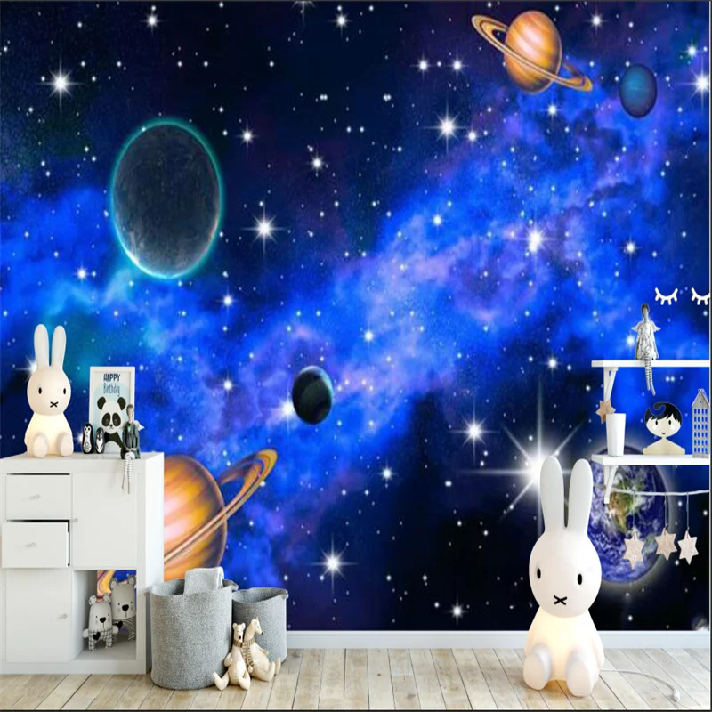 

Custom Wallpaper 3D Planet Space Universe Starry Living Room Kids' Room Background Wall Home Decor Self Adhesive Wall Paper