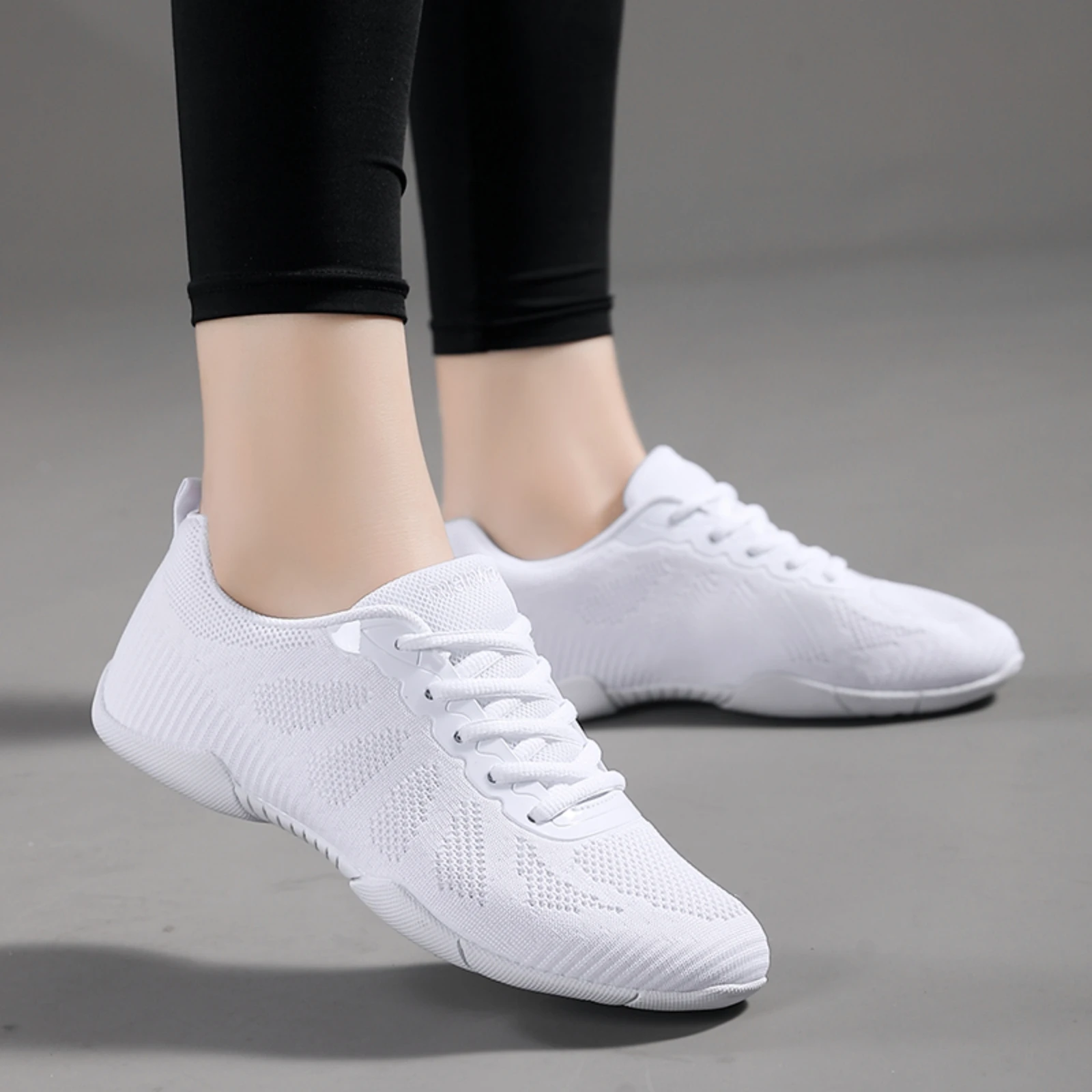 Marwoo 2316 Cheer Shoes Girls White Hip-hop Dance Shoes Youth Cheerleading Sports Gymnastic Training Athletic Shoes