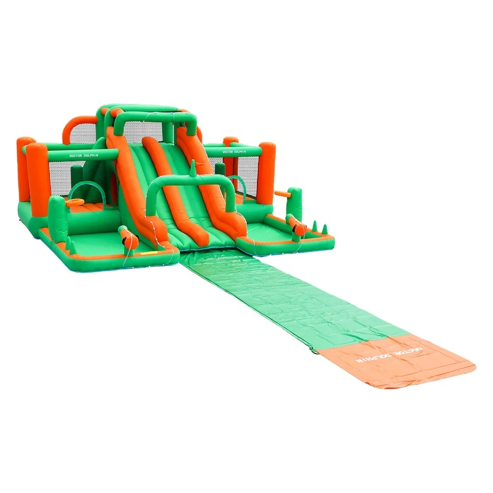Slide children's inflatable trampoline with splash, suitable for garden or public places