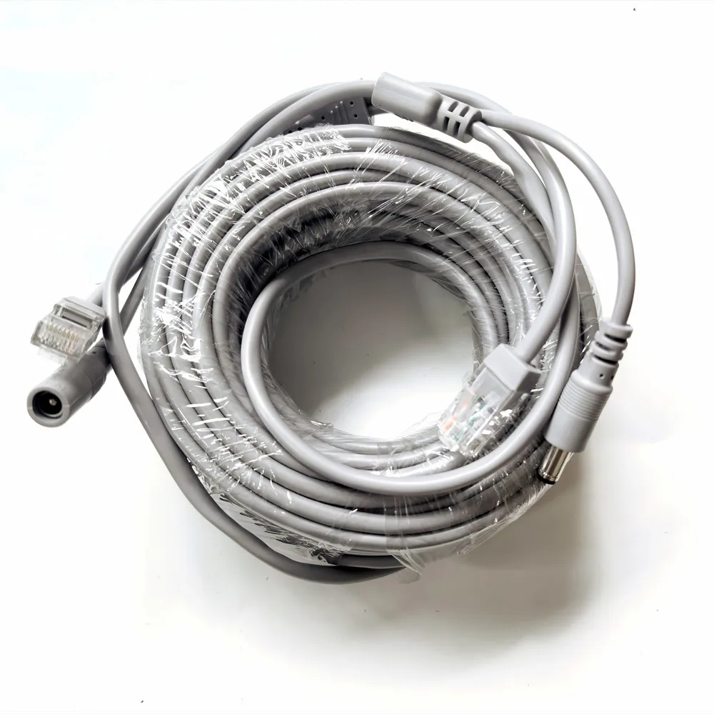 Ethernet CCTV Cable Cat 5 RJ45 + 2.1x5.5mm DC Power Cord for CCTV Security Camera Surveillance System IP Camera NVR System