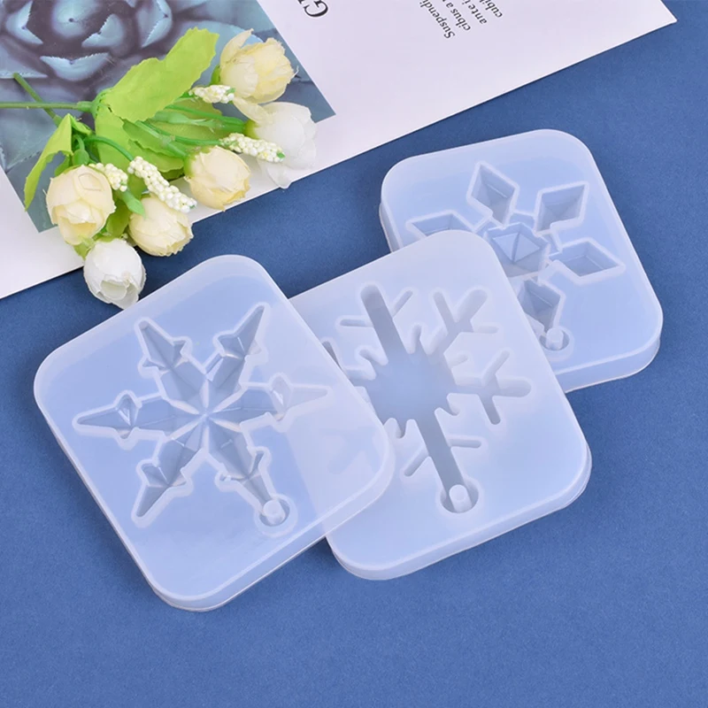 Crystal Glue Mold Mirror Christmas Snowflake With Hole Mold Ornament Hanging Ornaments