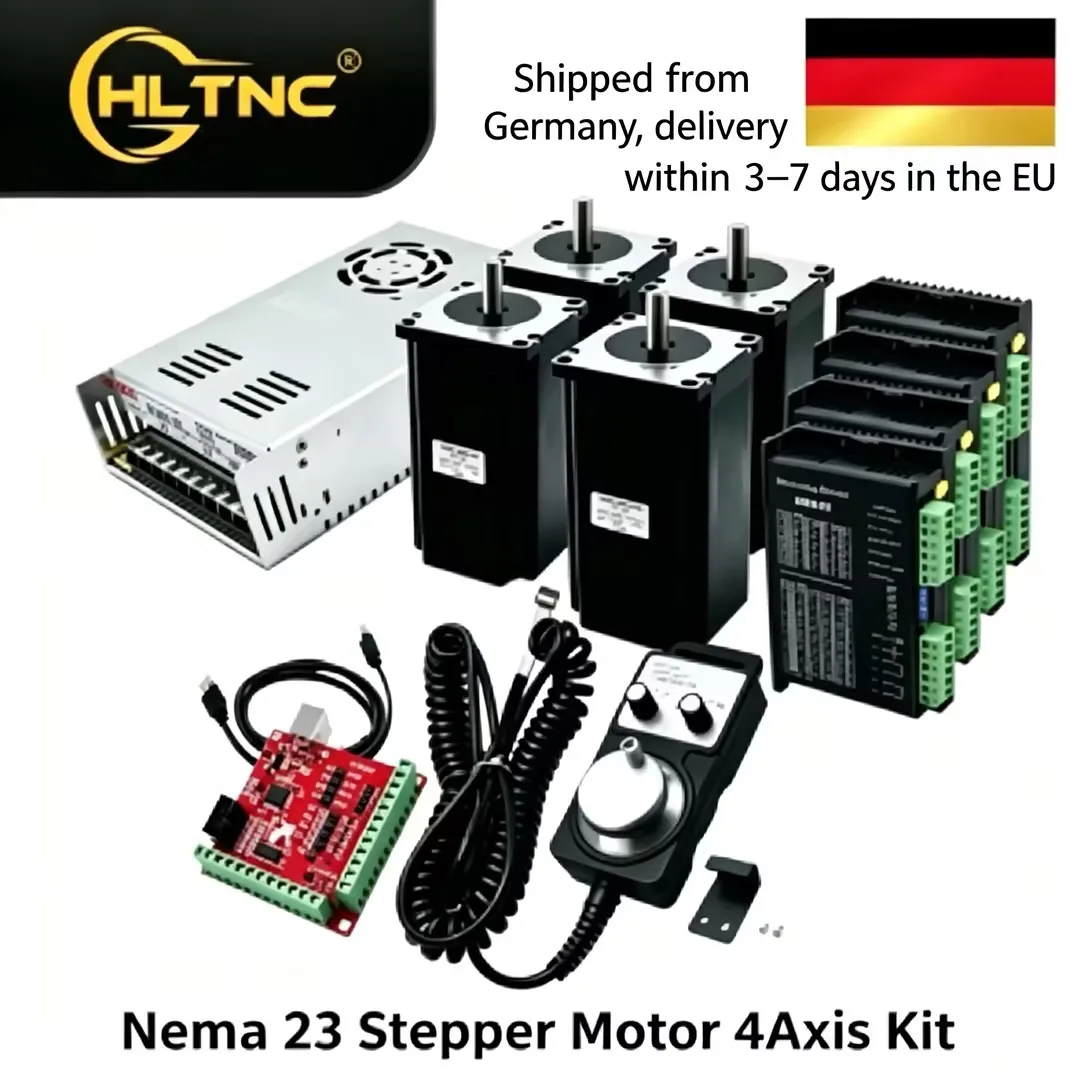 EU-Versand Nema 23 Schrittmotor 4-Achsen-Kit 2,2Nm 2,5Nm 3Nm mit Treiber DM556 350W-36V Netzteil AC 200-240V MPG Mach3 Bewegungskarte