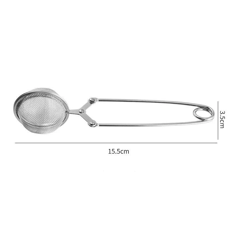 Stainless Steel Mesh Tea Ball Infuser Spoon Fine Filter Strainer For Loose Leaf Tea With Squeeze Handle Silver