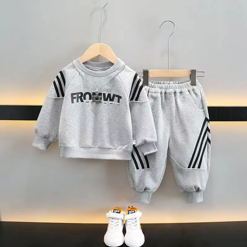 

Children's Spring And Autumn Boys Set 2023 New Fashionable Baby Sweater Sportswear Boys Sweater+Pants Two Piece Set