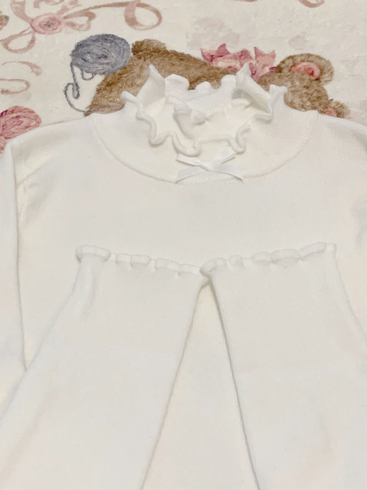 Harajuku اليابانية أنيقة ضئيلة أعلى المرأة القوس نصف الرقبة العالية قاعدة قميص الخريف الشتاء لوليتا الطبقة الداخلية الحلو الزي الموضة #4